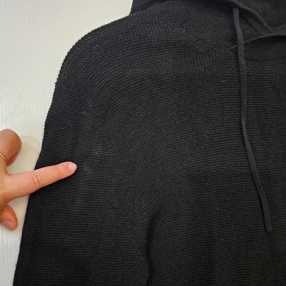AllSaints Men's Black Ivar 100% Merino Long Sleeve Hoodie size XS - Picture 7 of 16